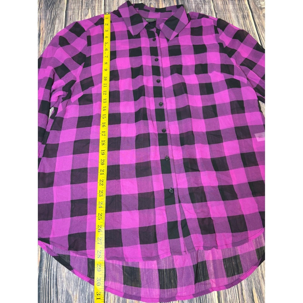 Lane Bryant Shirt Womens 14/16 Purple Black Buffalo Plaid Long Sleeve Button Up - Picture 3 of 13
